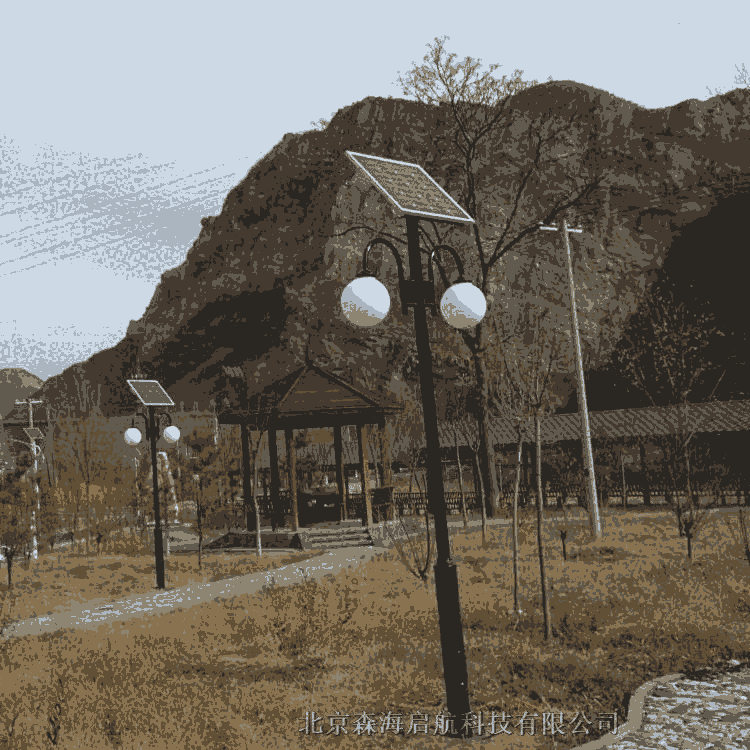 雙頭太陽能庭院燈 小區景觀照明安裝庭院燈工程